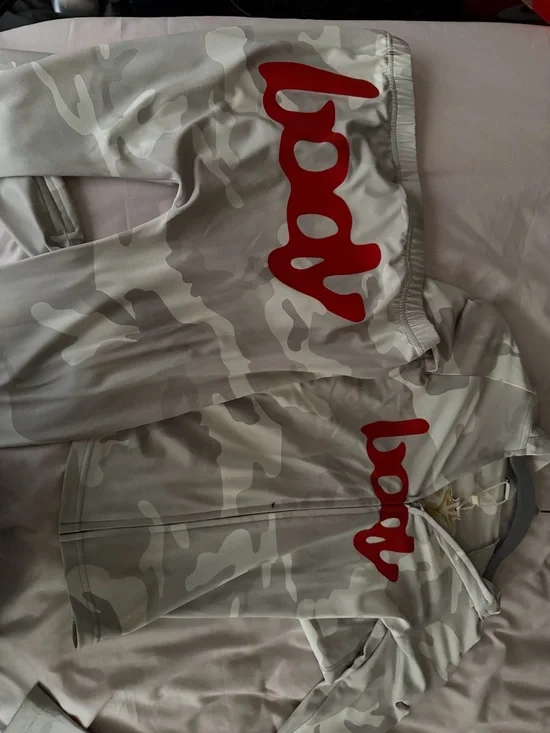 Light Gray Camo and red body by raven two piece - Picture 2 of 6